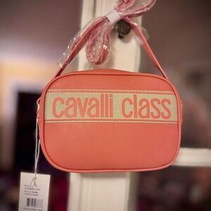 NWT Cavalli Class Peach / Coral Camera CROSSBODY Bag Purse
